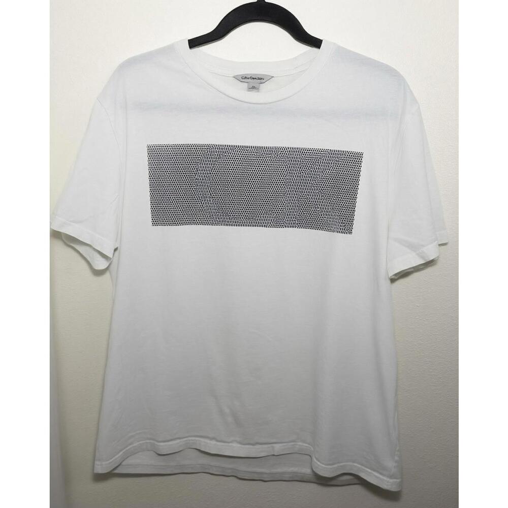 Calvin Klein Men's Relaxed Fit CK Logo Crew Neck Cotton T-Shirt, White, Sz XL
